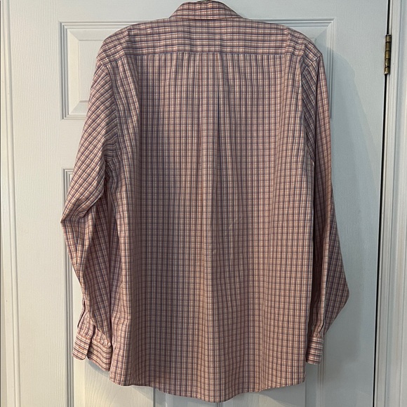 L.L. Bean Men's Orange and Blue Checkered Button Down Shirt - Picture 3 of 3